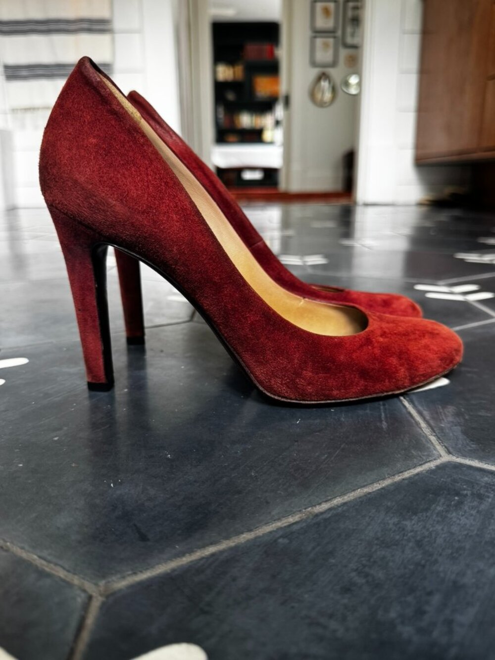Gucci Suede Pumps, brick red, size EUR 38.5 / US 8.5